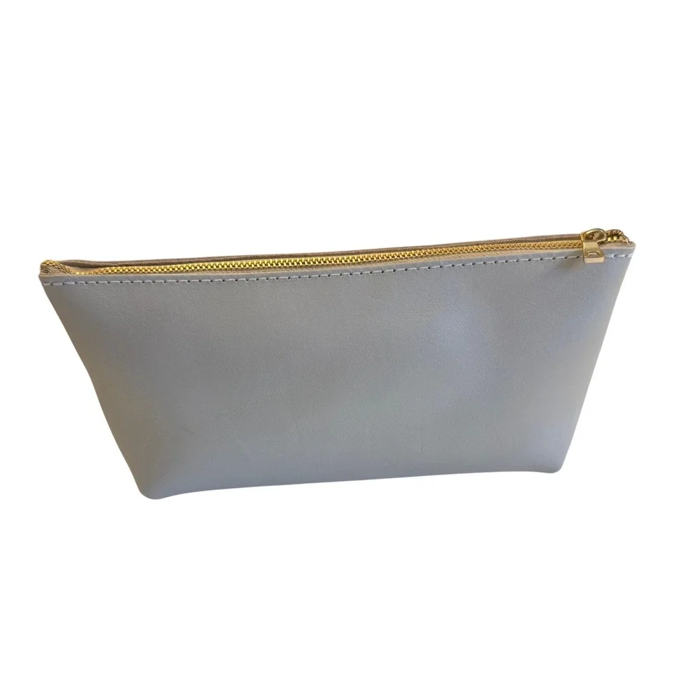 Portland Leather Goods‎ Gray Utility Bag Full Grain Leather Cosmetic Pouch NWT